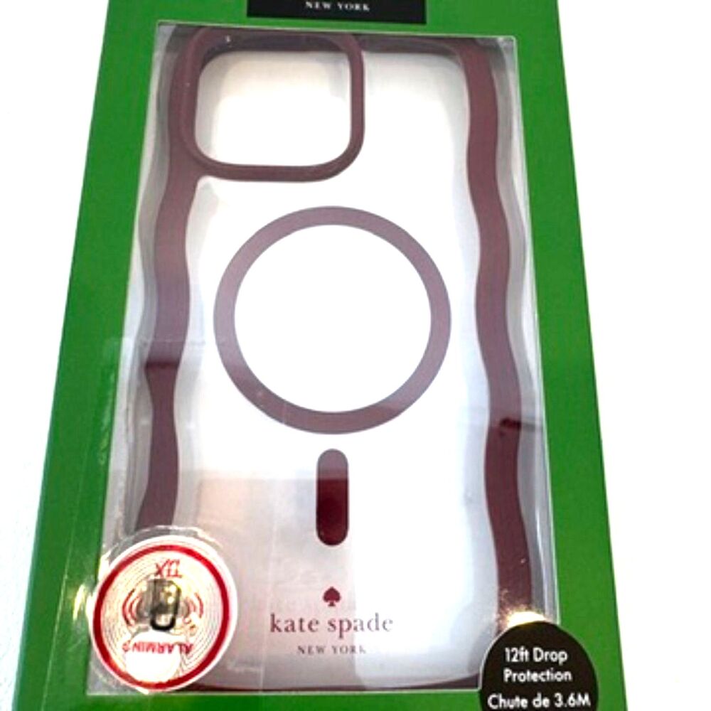 Kate Spade Wavy Case Clear Burgundy iPhone 16 Pro Max NEW in Box
